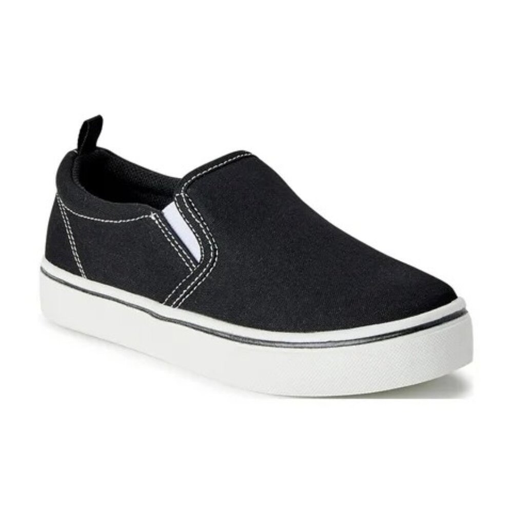 Wonder Nation Big Kids Casual Skate Slip-On Sneakers Black 4 NEW WITH TAG